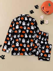 2pcs Halloween Pumpkin Cute Ghost Pajama Pants Set