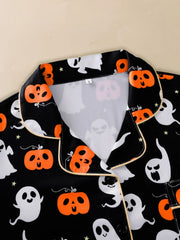 2pcs Halloween Pumpkin Cute Ghost Pajama Pants Set