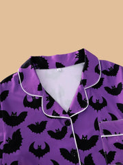 2pcs Halloween Bat Print Pajama Pants Set
