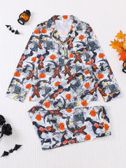 2pcs Halloween Pumpkin Ghost Pajama Pants Set