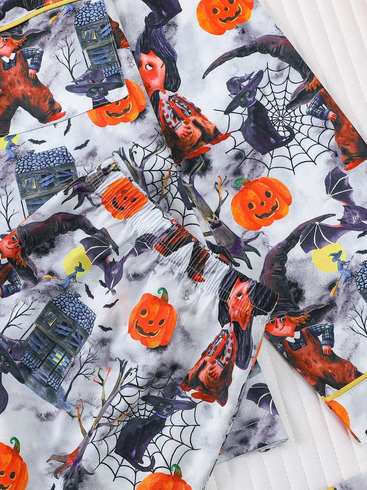2pcs Halloween Pumpkin Ghost Pajama Pants Set