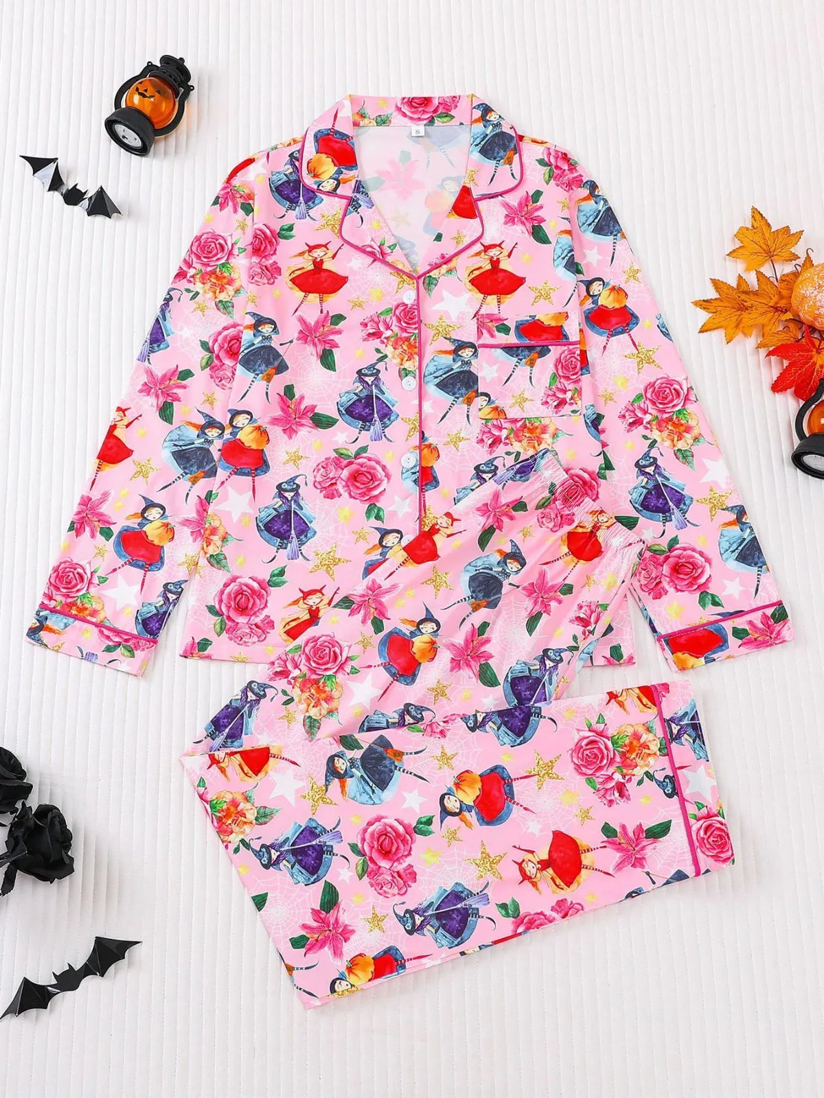 2pcs Halloween Witch Print Pajama Pants Set