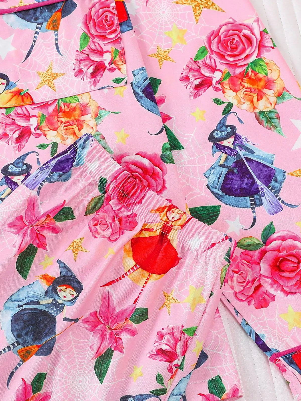 2pcs Halloween Witch Print Pajama Pants Set