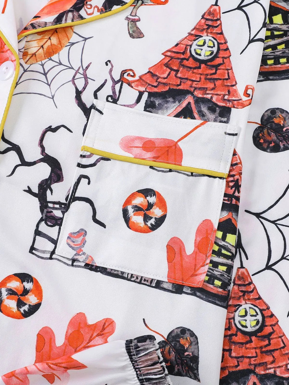 2pcs Halloween Ghost Black Cat Pumpkin Bat Spider Skull Pajama Pants Set