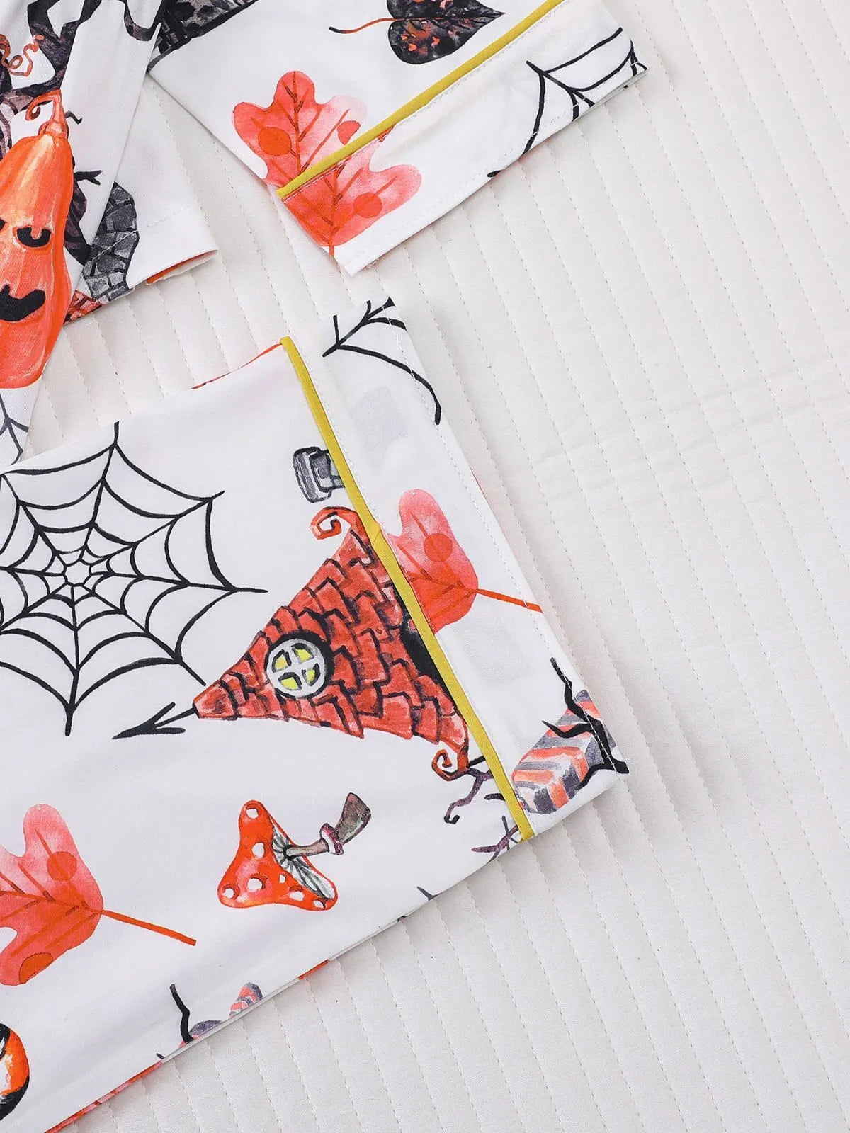 2pcs Halloween Ghost Black Cat Pumpkin Bat Spider Skull Pajama Pants Set