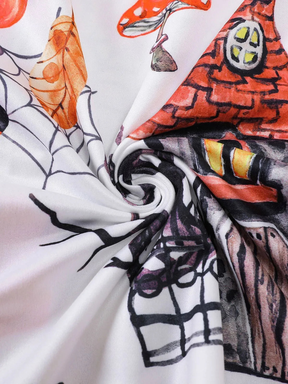2pcs Halloween Ghost Black Cat Pumpkin Bat Spider Skull Pajama Pants Set