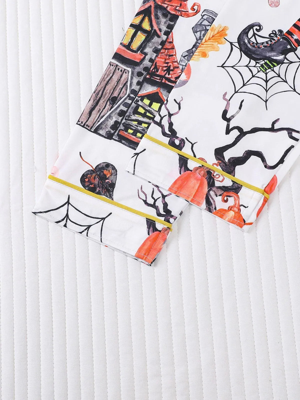 2pcs Halloween Ghost Black Cat Pumpkin Bat Spider Skull Pajama Pants Set
