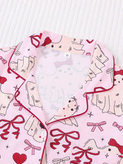 2pcs Halloween Pink Bow Pajama Pants Set