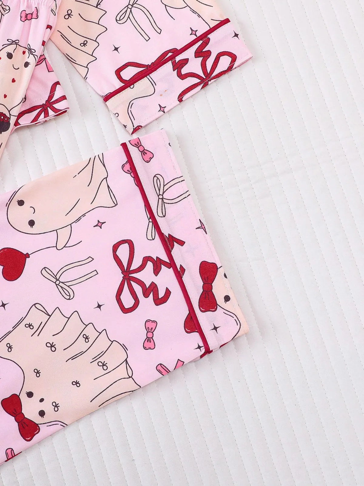 2pcs Halloween Pink Bow Pajama Pants Set