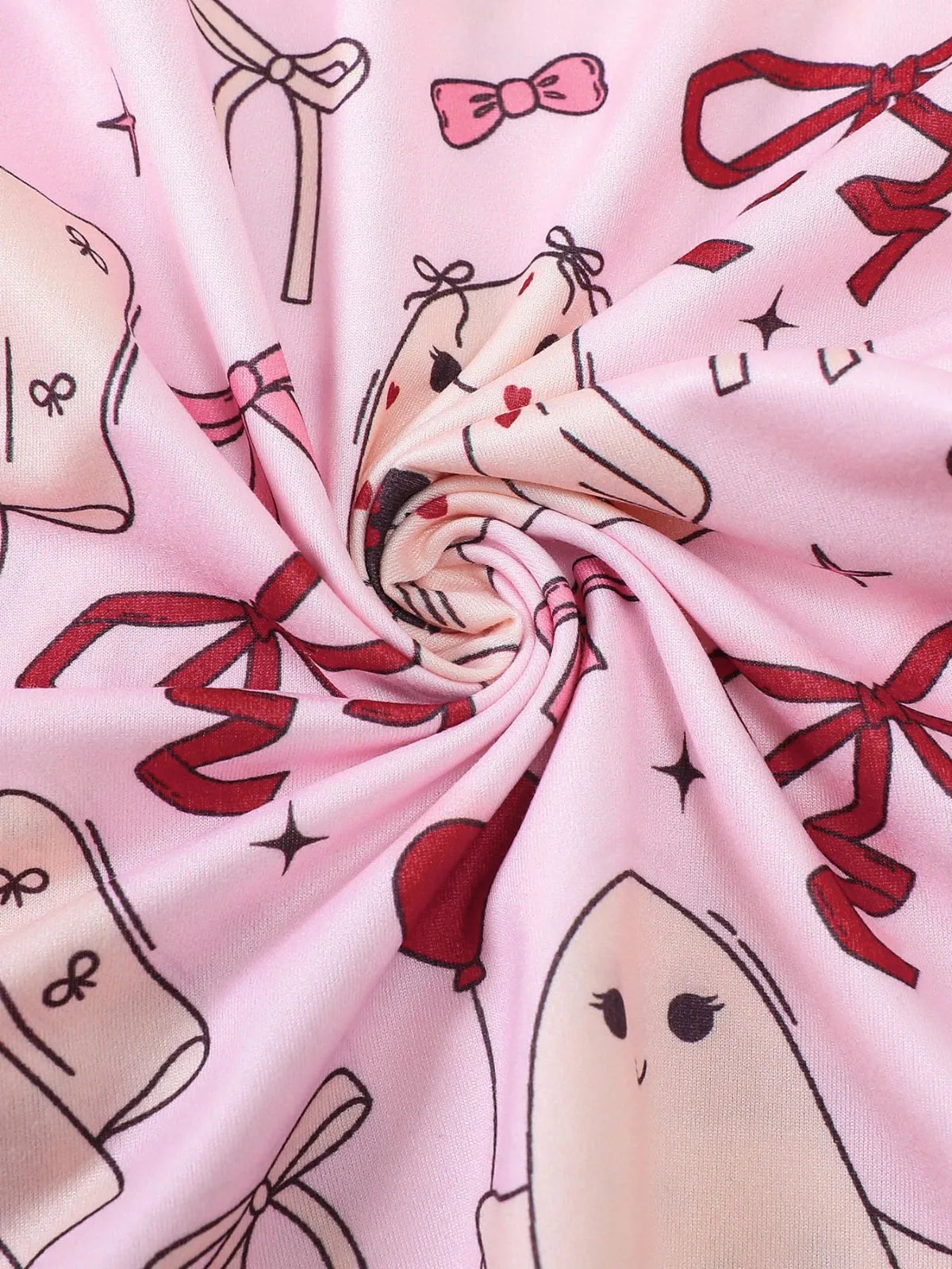 2pcs Halloween Pink Bow Pajama Pants Set