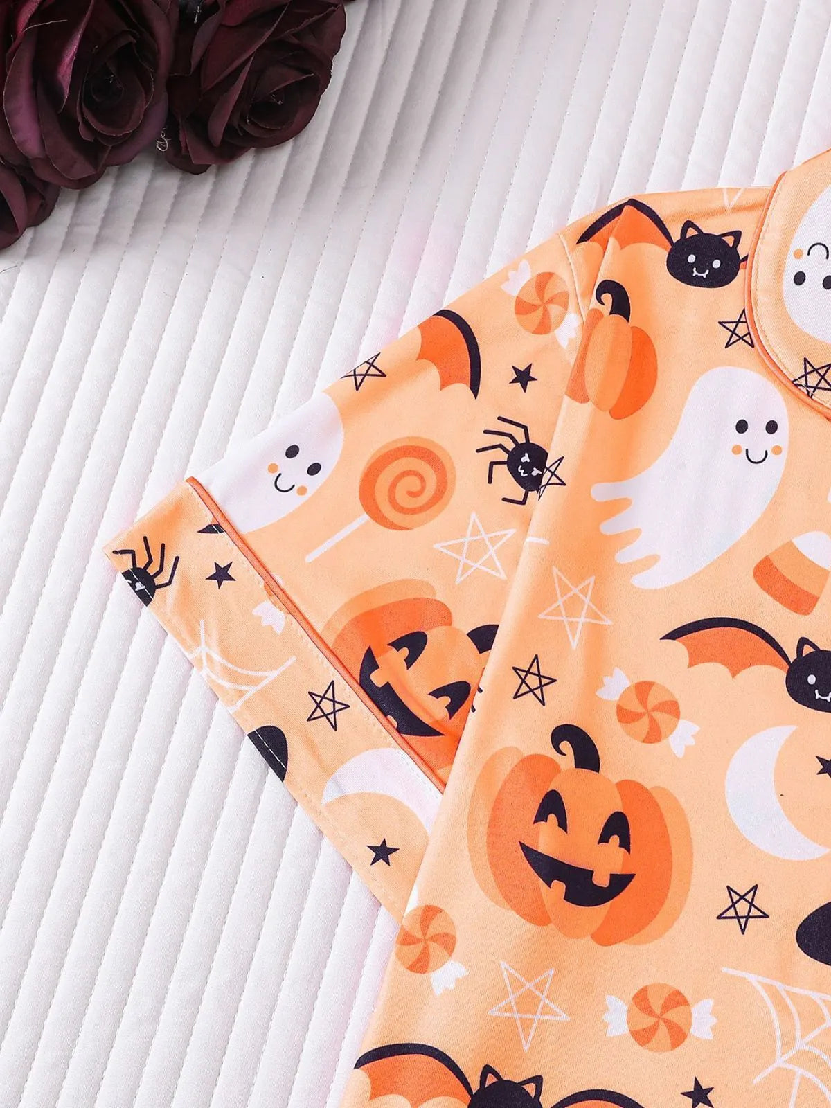 Halloween Women's Sleepwear Set, Soft Button Front Shirt & Elastic Shorts