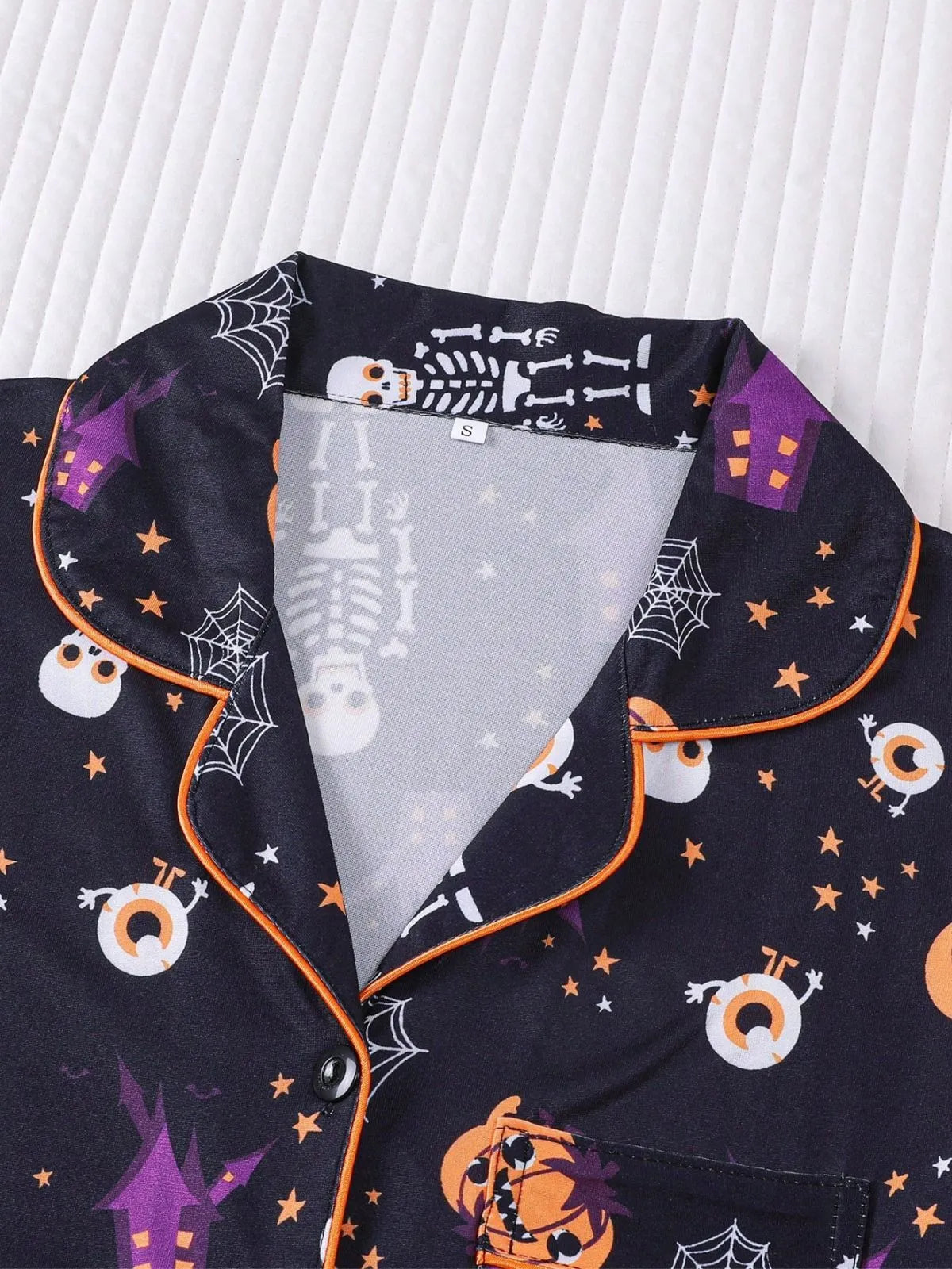 Halloween Women's Sleepwear Set, Soft Button Front Shirt & Elastic Shorts