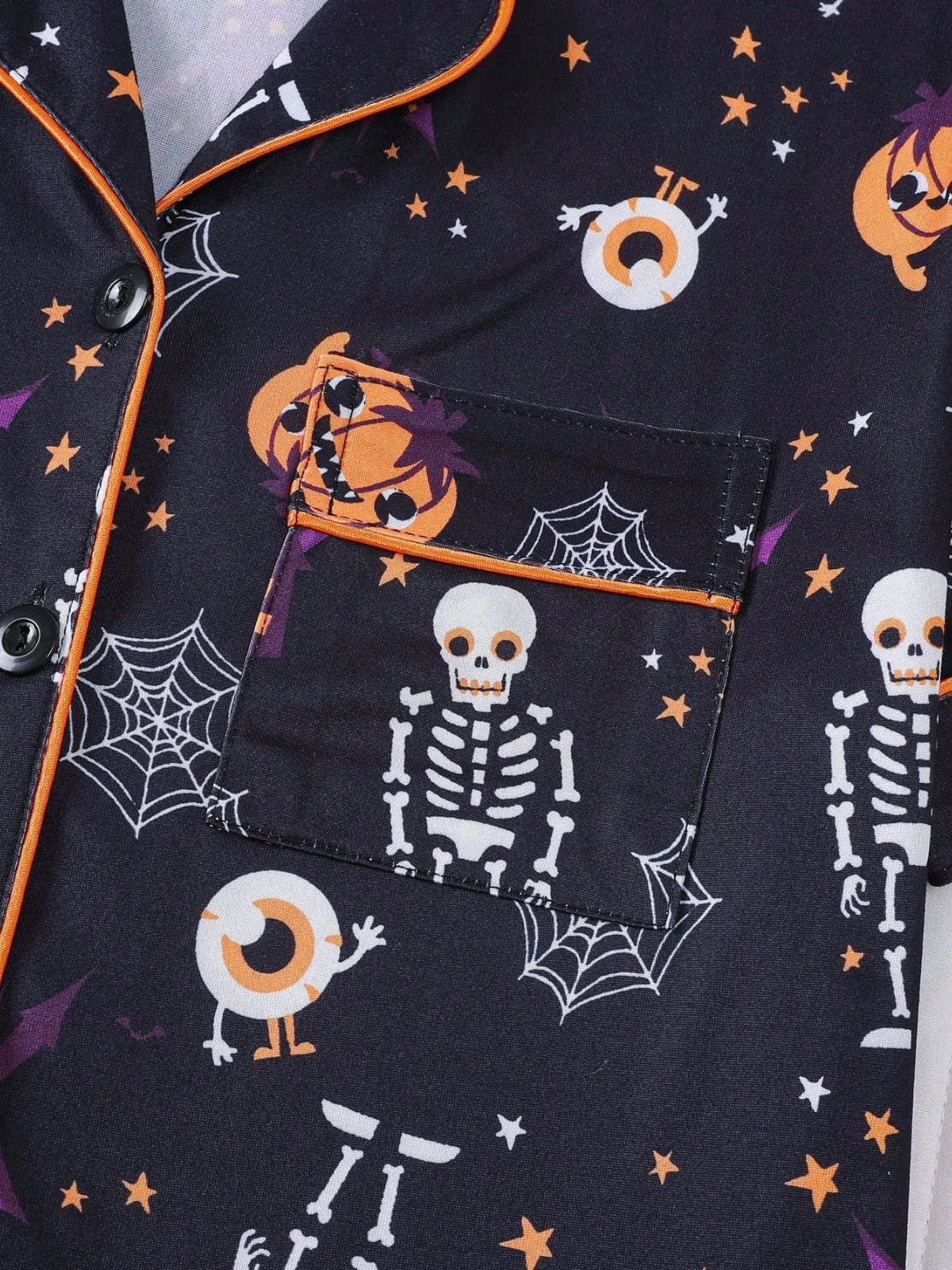 Halloween Women's Sleepwear Set, Soft Button Front Shirt & Elastic Shorts