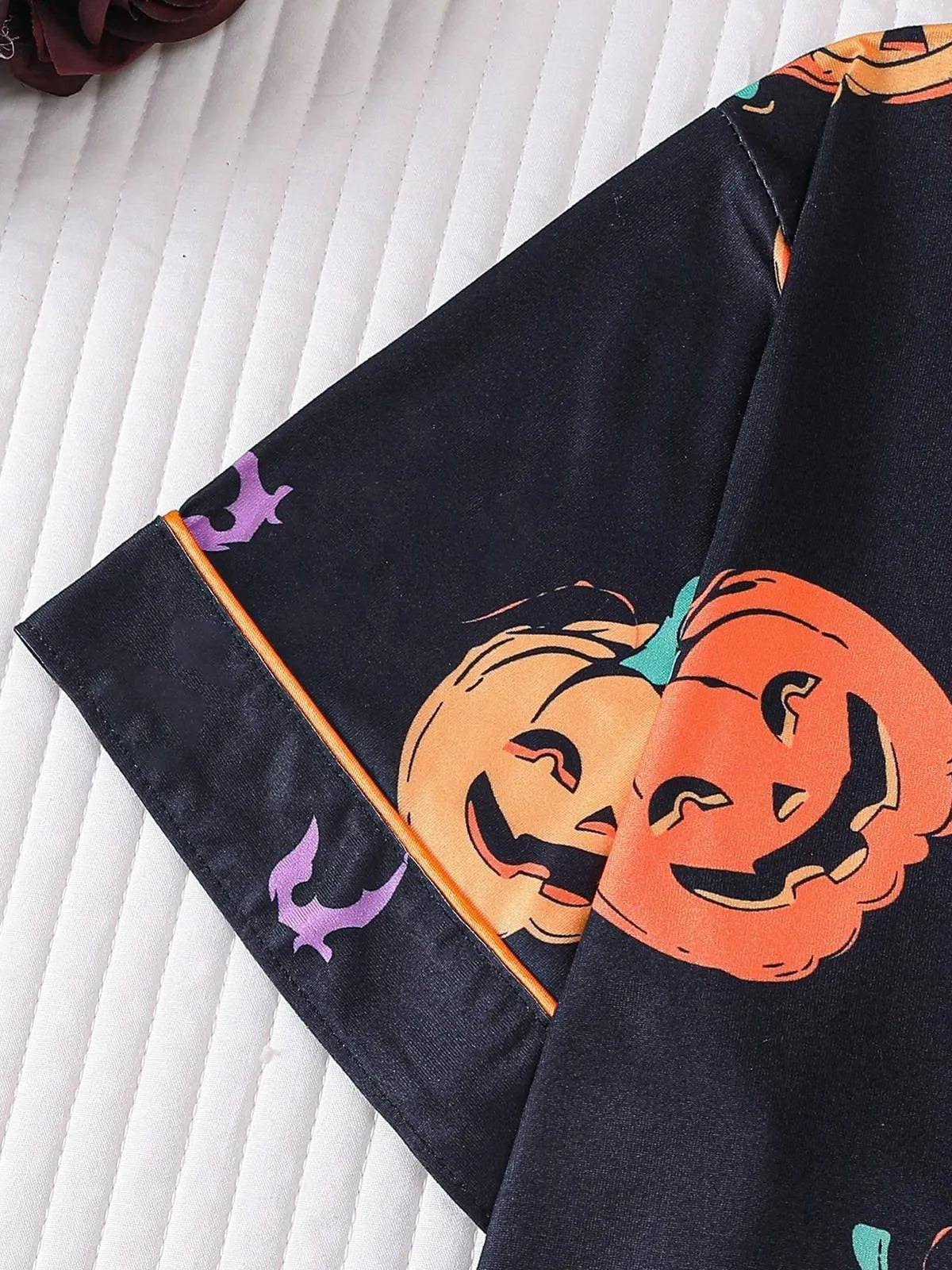 Halloween Women's Sleepwear Set, Soft Button Front Shirt & Elastic Shorts