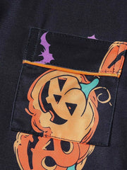 Halloween Women's Sleepwear Set, Soft Button Front Shirt & Elastic Shorts
