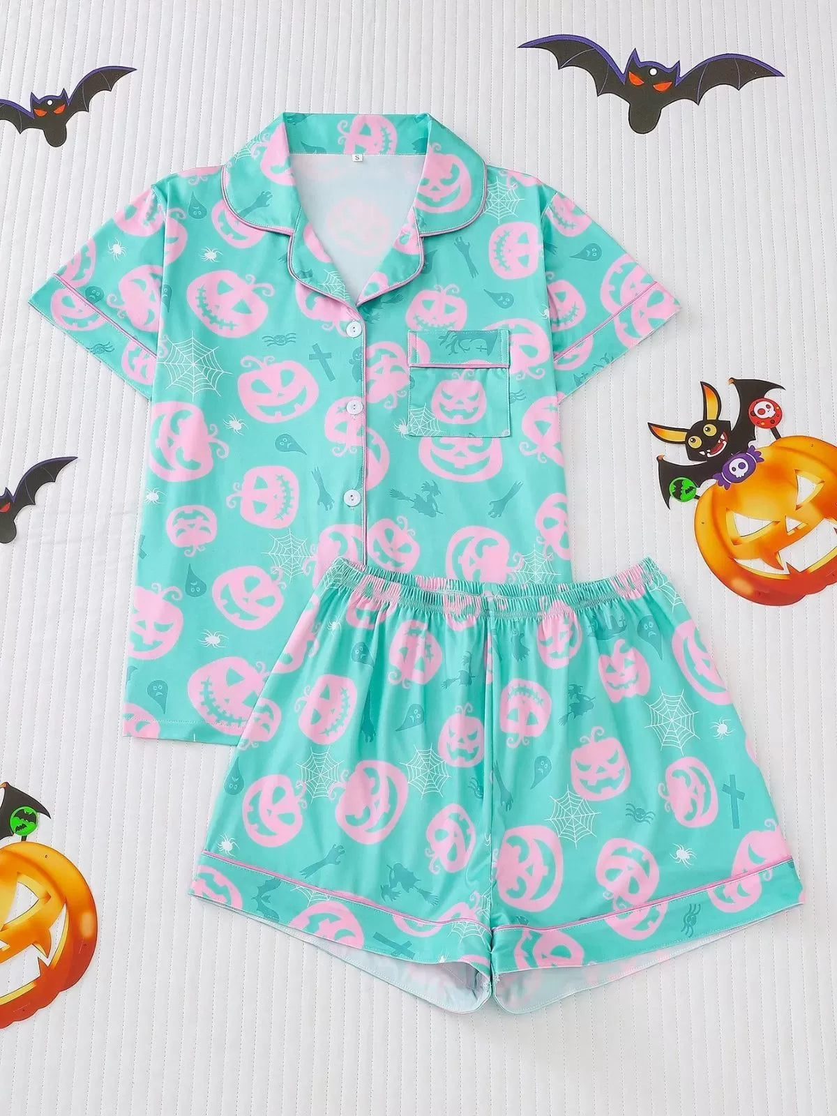 2pcs Halloween Pajama Shorts Set