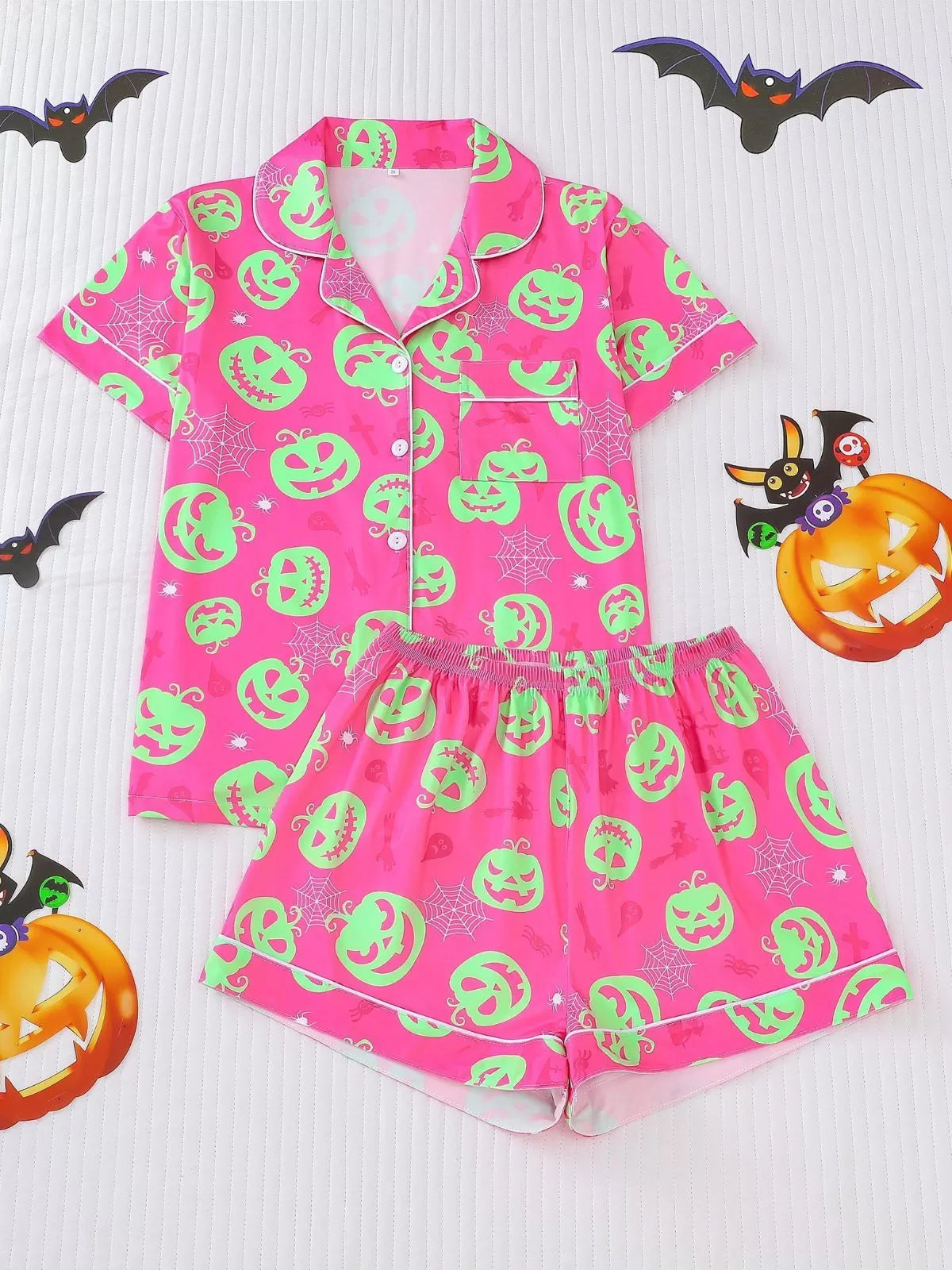 2pcs Halloween Pajama Shorts Set