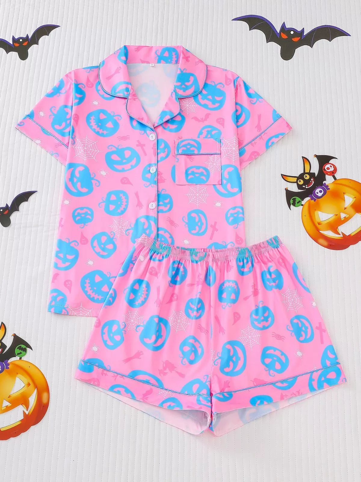 2pcs Halloween Pajama Shorts Set
