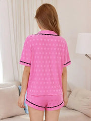 2pcs Heart Pajama Shorts Set