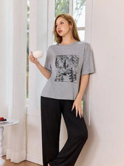 2pcs Plants Pajama Pants Set
