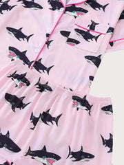 2pcs Shark Pajama Shorts Set