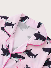 2pcs Shark Pajama Shorts Set