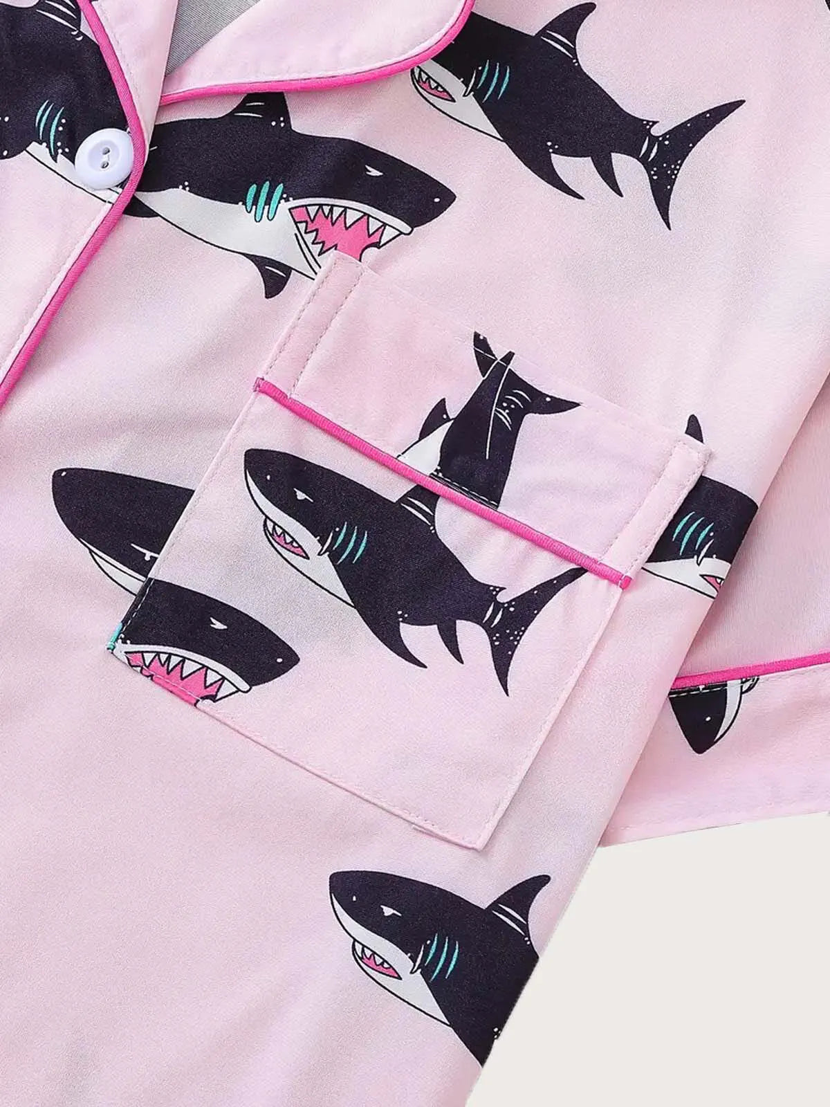 2pcs Shark Pajama Shorts Set