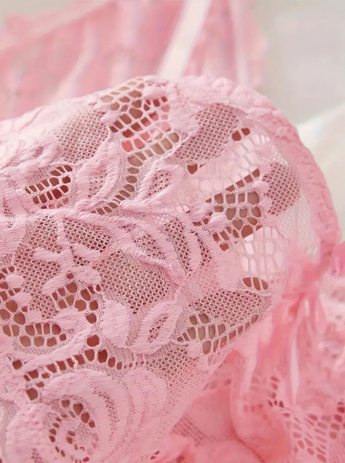 2pcs Solid Lace Bow Sexy Lingerie