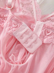2pcs Solid Lace Bow Sexy Lingerie