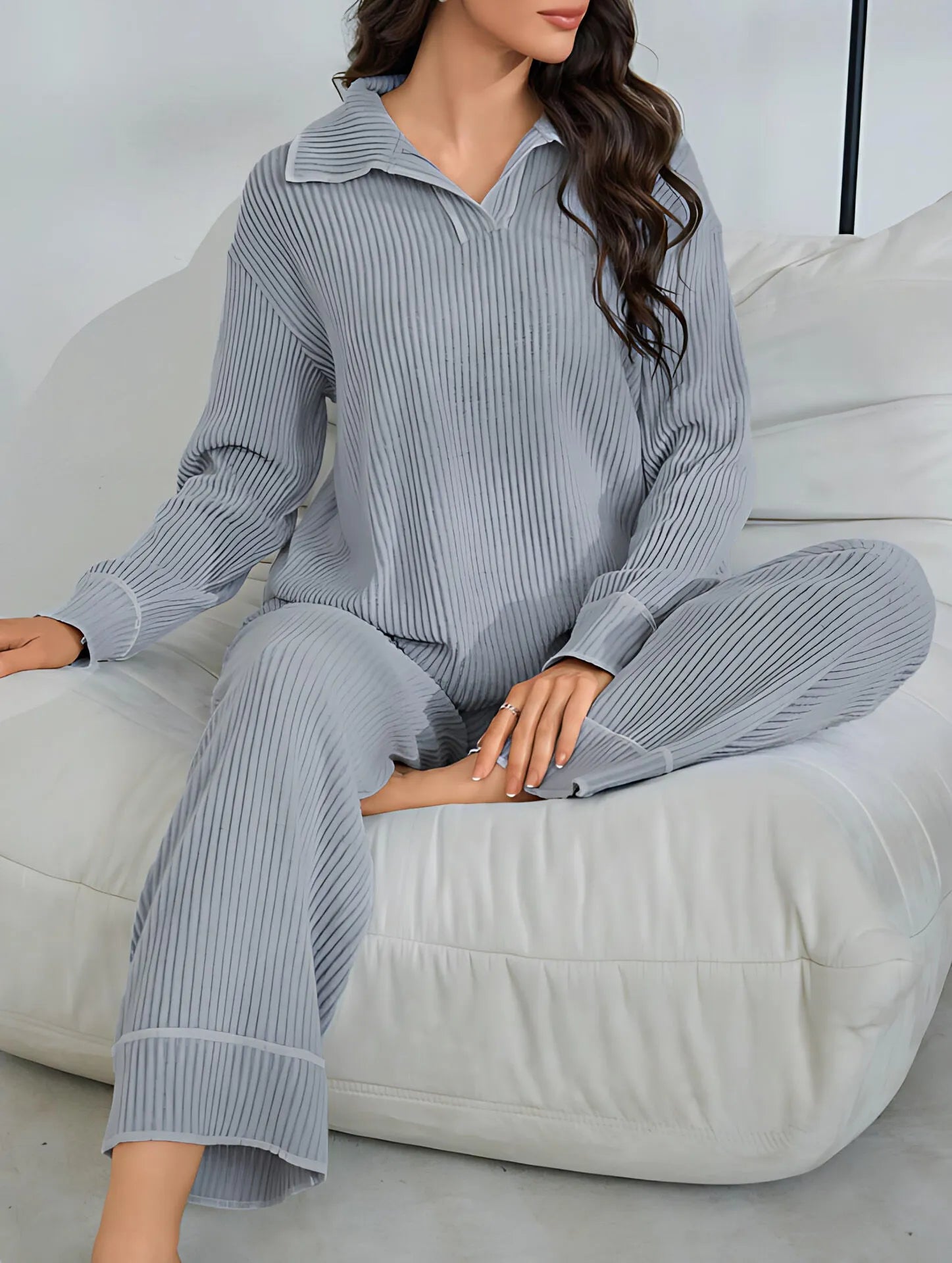 2pcs Striped Pajama Pants Set