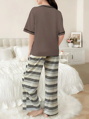 2pcs Striped Pajama Pants Set