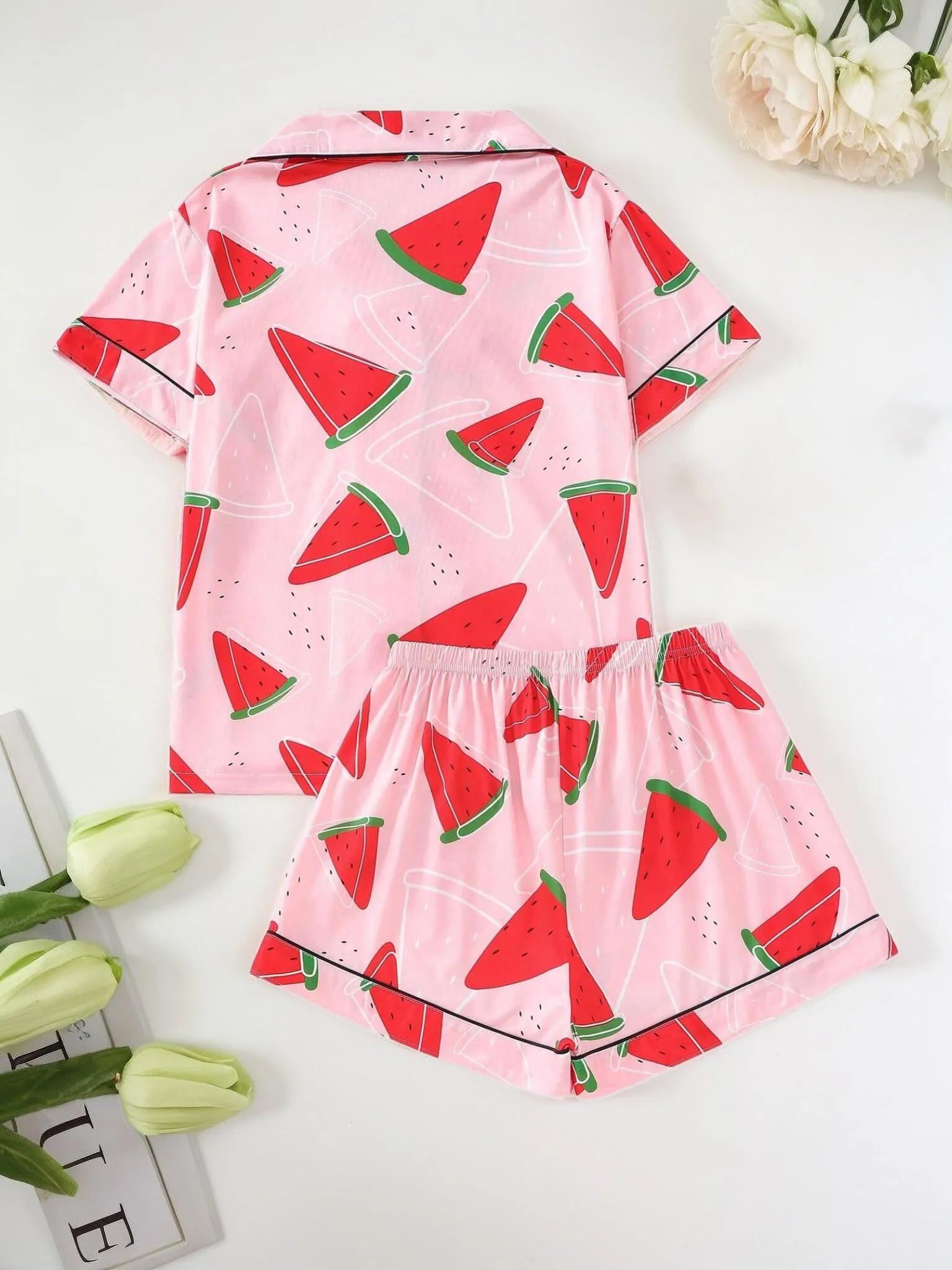 2pcs Watermelon Pajama Shorts Set