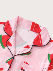 2pcs Watermelon Pajama Shorts Set