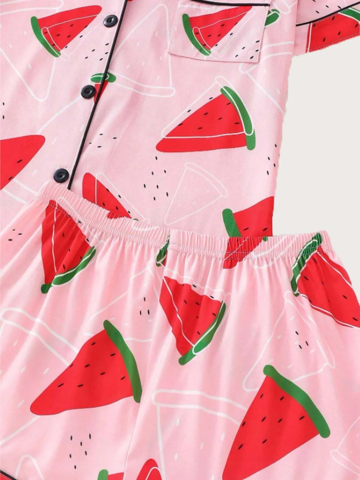 2pcs Watermelon Pajama Shorts Set