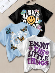 3-Pack Butterfly Round Neck Short Sleeve T-shirt