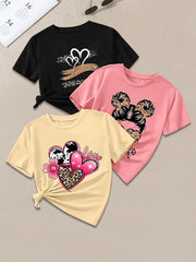 3-Pack Heart Round Neck Short Sleeve T-shirt