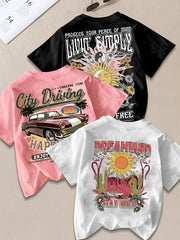 3-Pack Letter Round Neck Short Sleeve T-shirt