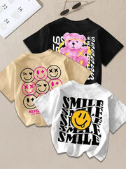 3-Pack Smiley Face Round Neck Short Sleeve T-shirt