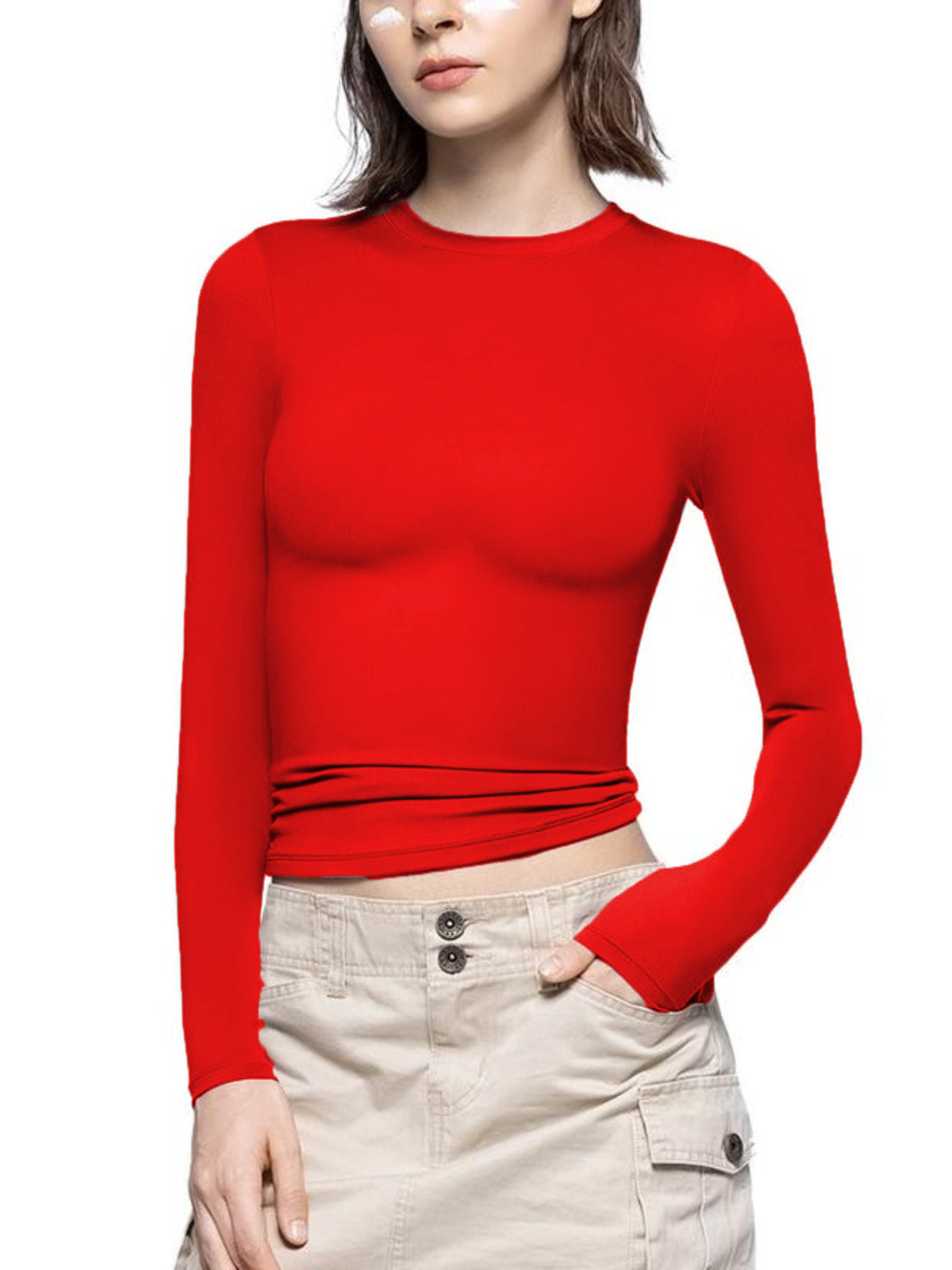 Solid Streetwear Minimalist Double Layer Compression Long Sleeve Basic T-shirt
