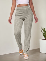 Solid High Rise Pants