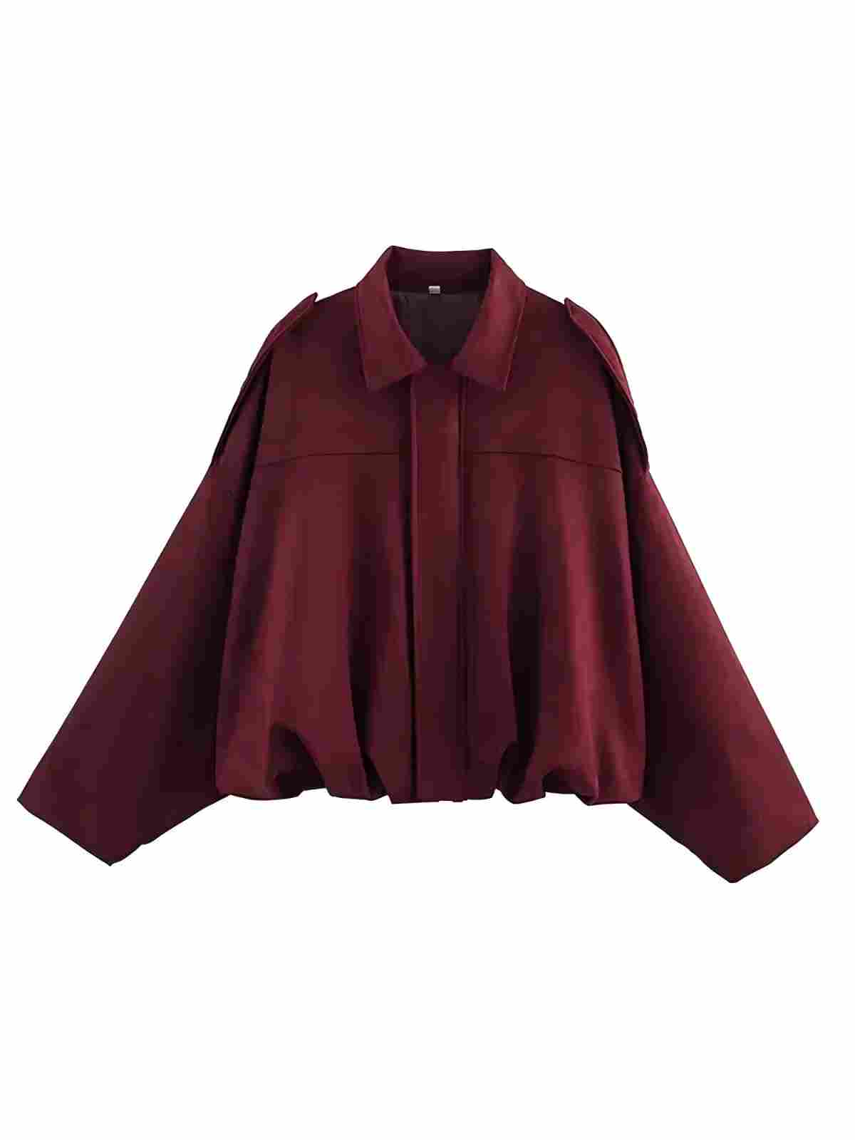 Solid Lapel Drop Shoulder Military Short Coat Trendy Army Color Outwear