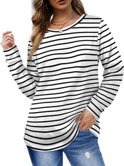 Solid Round Neck Tunic Sweatshirt for Leggings Fall Fashion