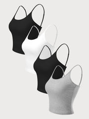 4 Pack Solid Spaghetti Strap Sleeveless Tank