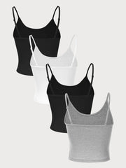 4 Pack Solid Spaghetti Strap Sleeveless Tank