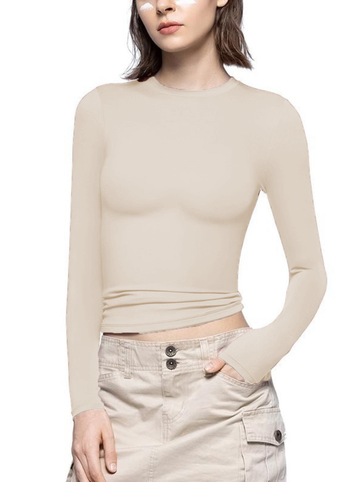 Solid Streetwear Minimalist Double Layer Compression Long Sleeve Basic T-shirt