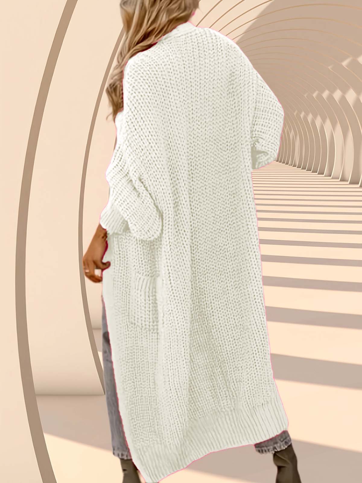 Solid Pocket V-neck Drop Shoulder Casual Basic Pocket Cardigan Ladies Knitwear for Spring & Fall Daily