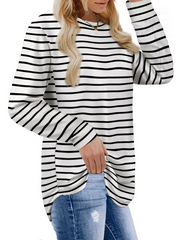 Solid Round Neck Tunic Sweatshirt for Leggings Fall Fashion