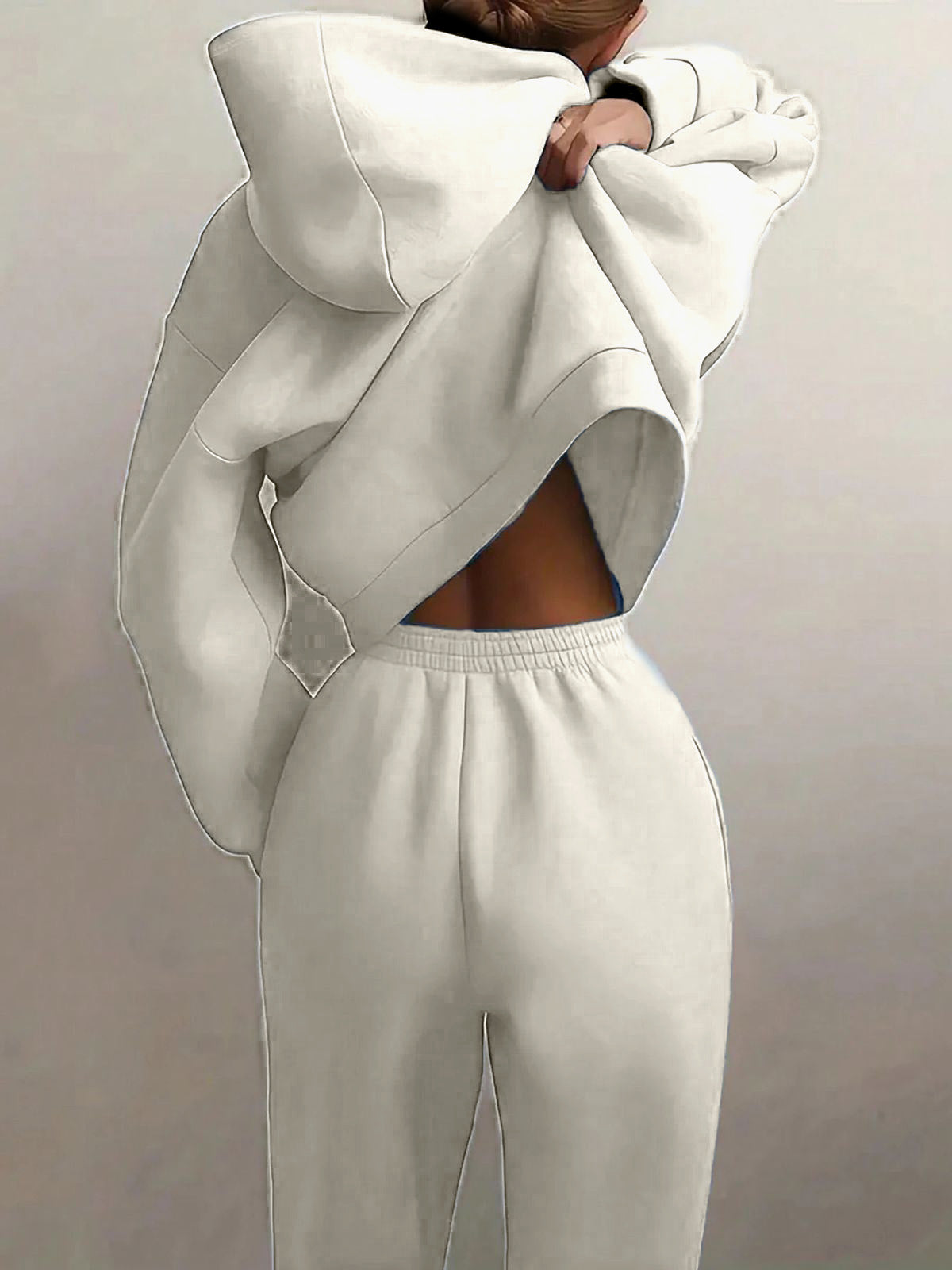 Solid Drop Shoulder Hooded Sweatshirt & Solid Sweatpants