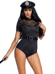 4pcs Police Officer Costume for Women Cosplay Costume with Police Cap, Belt,Toys for Halloween Christmas Costume Party