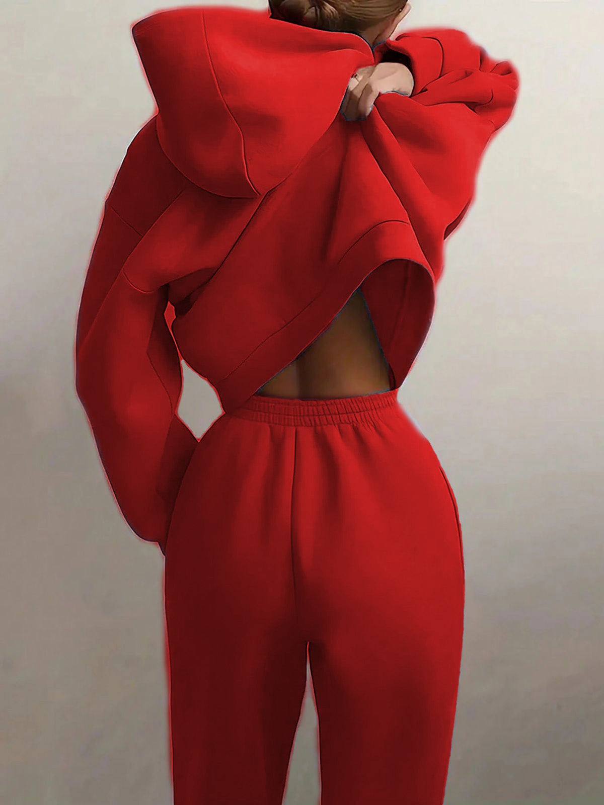 Solid Drop Shoulder Hooded Sweatshirt & Solid Sweatpants